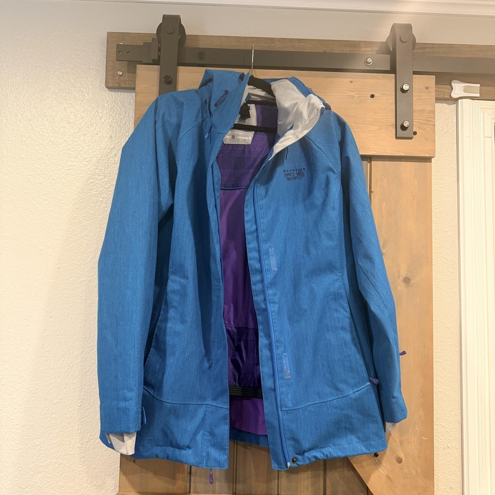 Mountain Hardwear Jacket Womens Large Teal Dry.Q Thermal.Q Ski Hooded Insulated